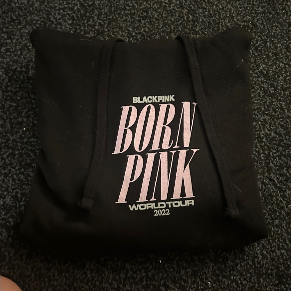 Black Hoodie with Pink and White Graphic 4005